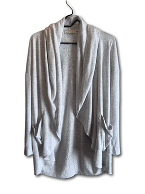 Simisue Waterfall Cardigan Gray Size S Minimalist Open-Front Layering Pockets